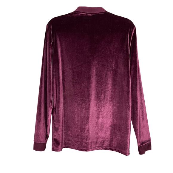 ASOS Velvet Pullover Top Shirt Long Sleeve Shirt Top Burgundy Wine sz Small - Picture 2 of 12